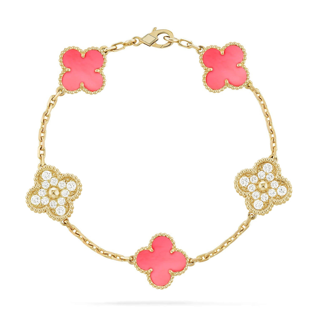 [Aura ]New  CLOVER 5 MOTIFS  PINK MOP BRACELET COLLECTION