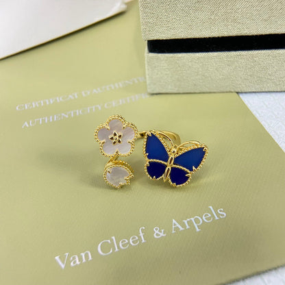[Aura ] 2026 NEUES MODELL FRÜHLING GLÜCKLICHER 3 MOTIV GOLD RING