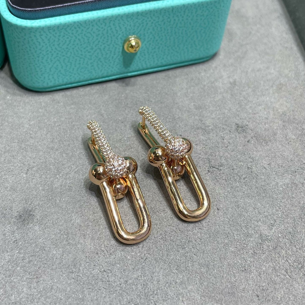 [Aura ] TF U-shaped diamond earrings