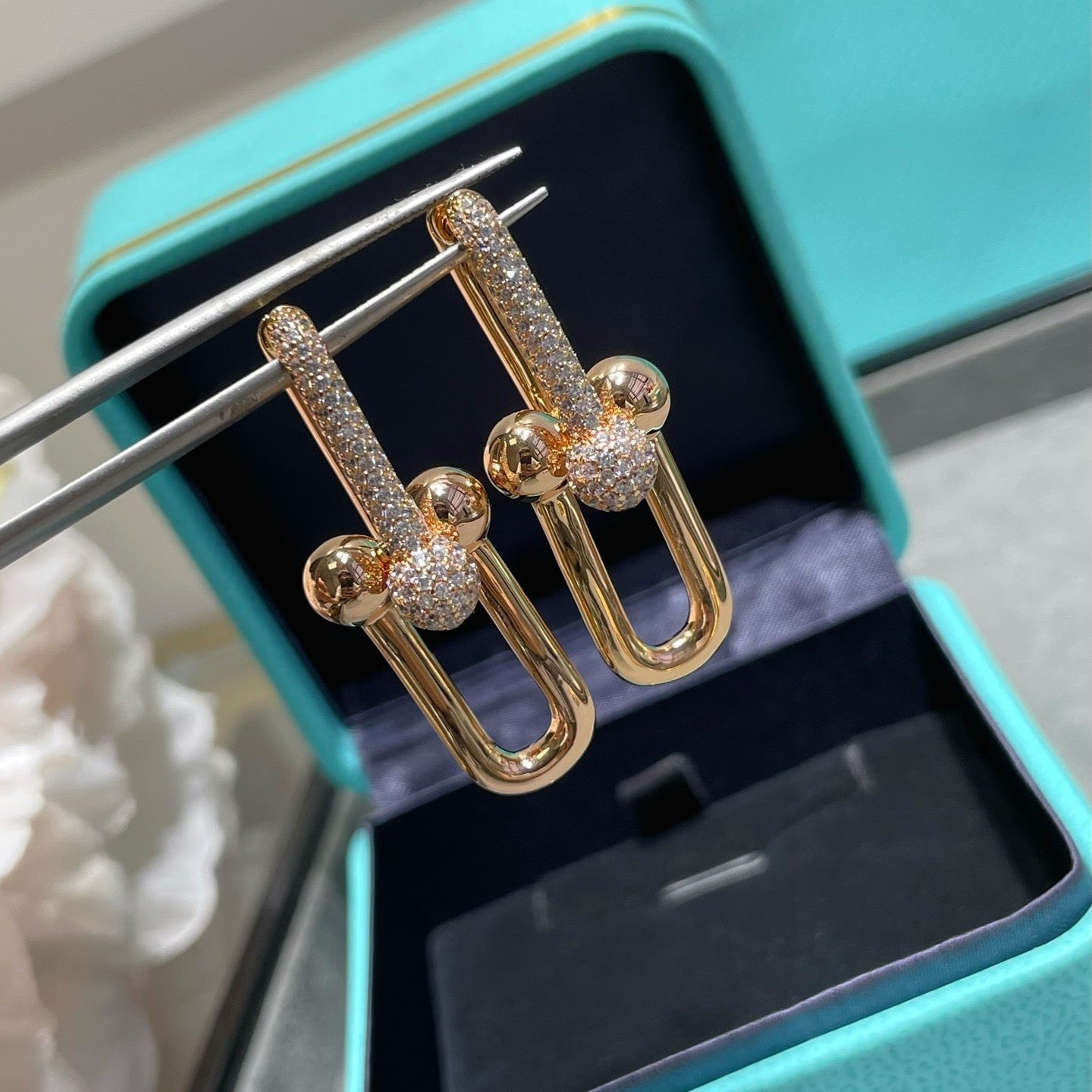 [Aura ] TF U-shaped diamond earrings