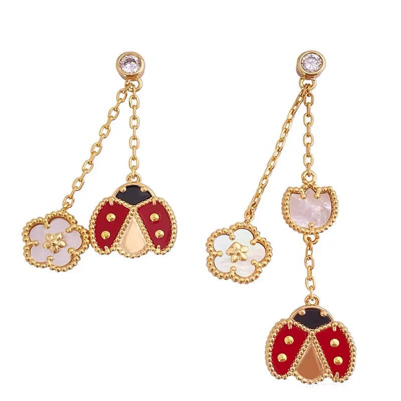 Aura LUCKY LADYBUG WHITE MOP EARRINGS
