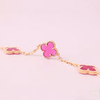 [⭐DORISW]NEW CLOVER 5 MOTIFS PINK ENAMEL BRACELET