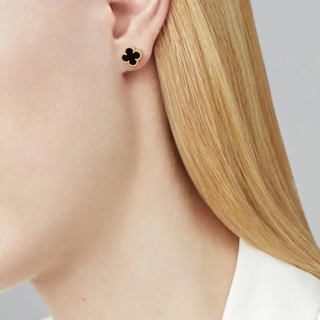 Aura CLOVER MINI 9.5MM BLACK MOP EARRINGS