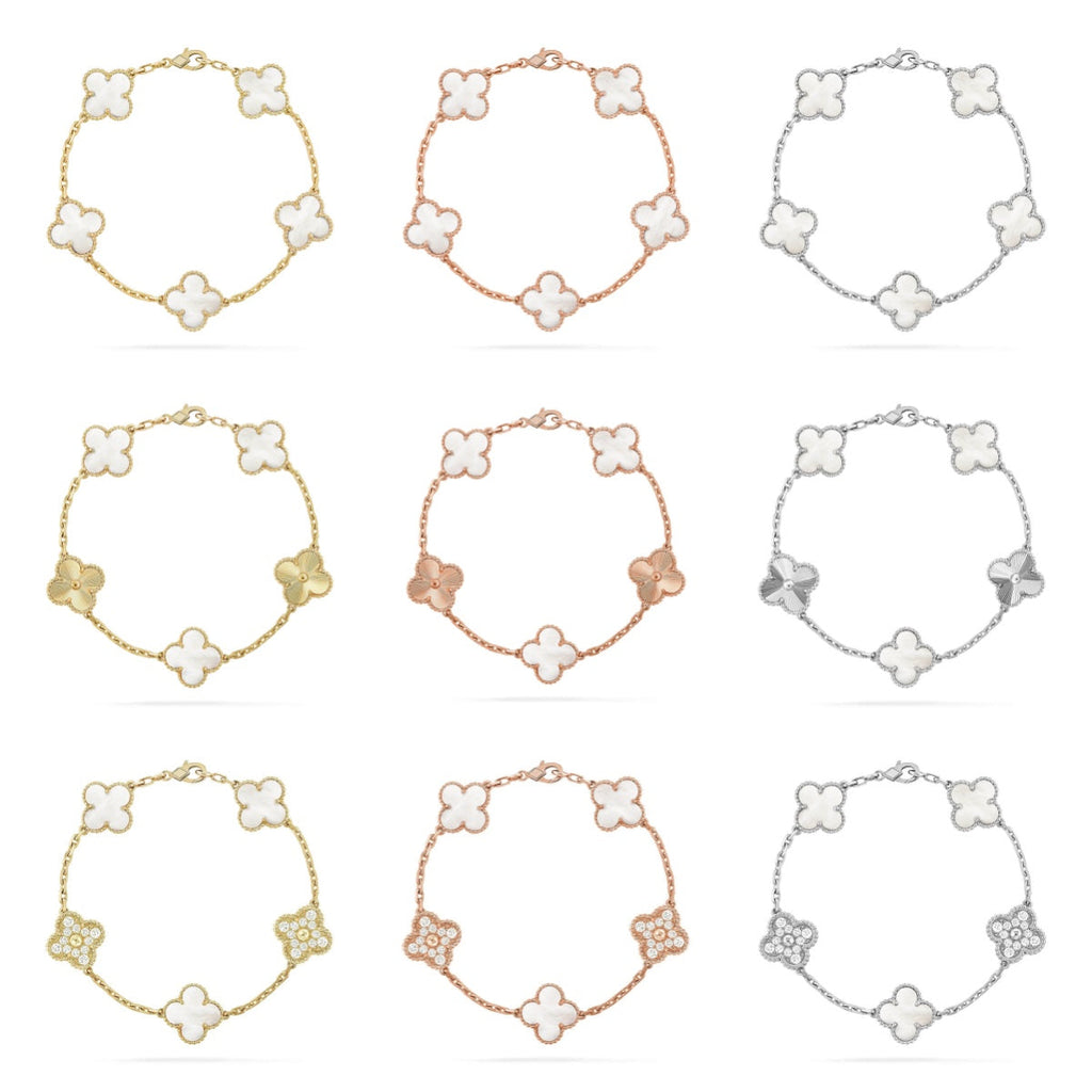 [Aura ]New CLOVER WHITE PEARL MOP 5 MOTIF BRACELET COLLECTION