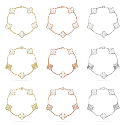 [Aura ]Neue CLOVER WHITE PEARL MOP 5 MOTIV ARMBAND-KOLLEKTION