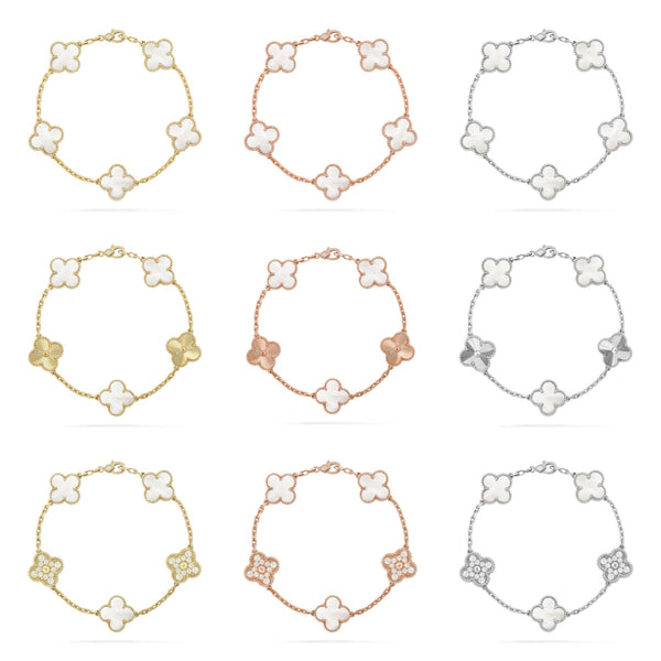 [⭐Aura ]New CLOVER WHITE PEARL MOP 5 MOTIF BRACELET COLLECTION