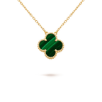 Aura CLOVER 15MM MALACHITE SINGLE FLOWER  NECKLACE