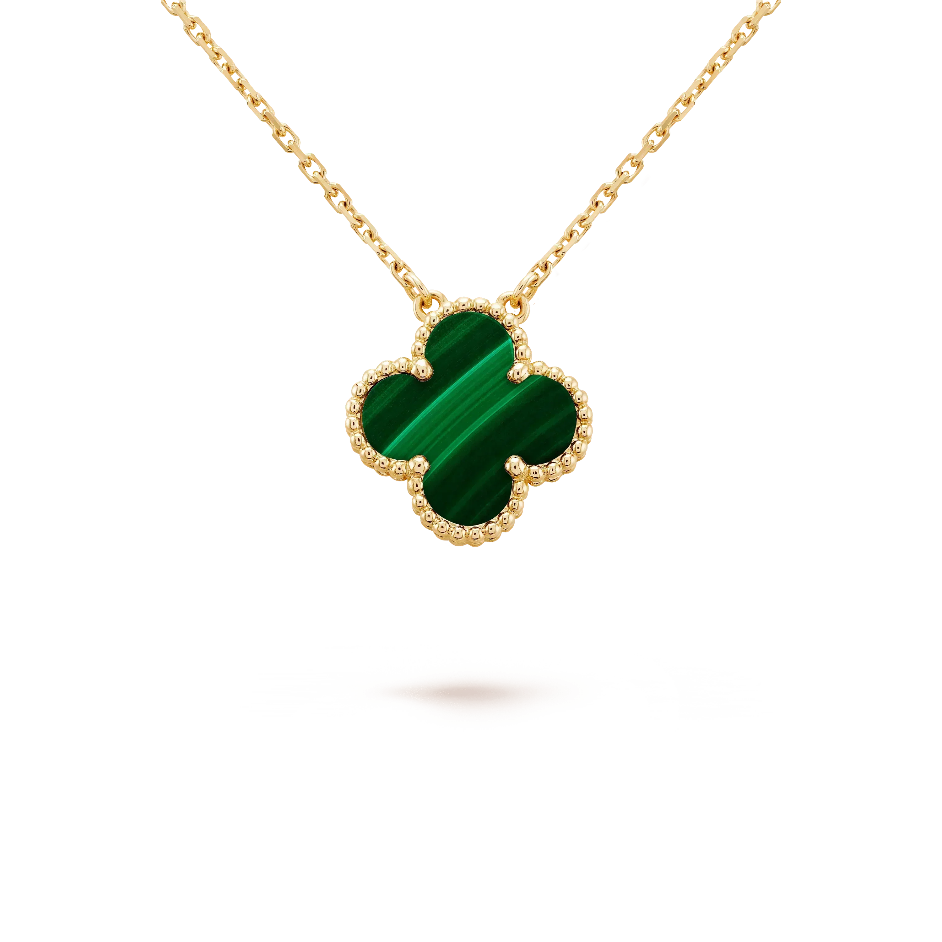 Aura CLOVER 15MM MALACHITE SINGLE FLOWER  NECKLACE