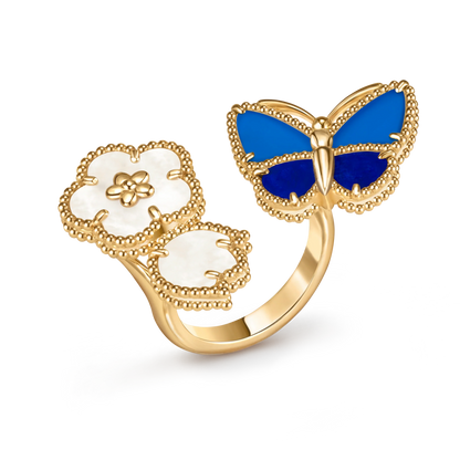 [Aura ] 2026 NEUES MODELL FRÜHLING GLÜCKLICHER 3 MOTIV GOLD RING