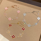 Aura CLOVER 5 MOTIF PINK BLUE RED WHITE BRACELET