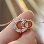 Aura LOVE 7,6MM HALSKETTE ROSÉGOLD UND SILBER VOLL MIT DIAMANTEN