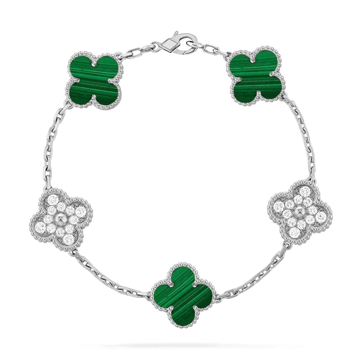[Aura ]New  CLOVER 5 MOTIF MALACHITE BRACELET COLLECTION