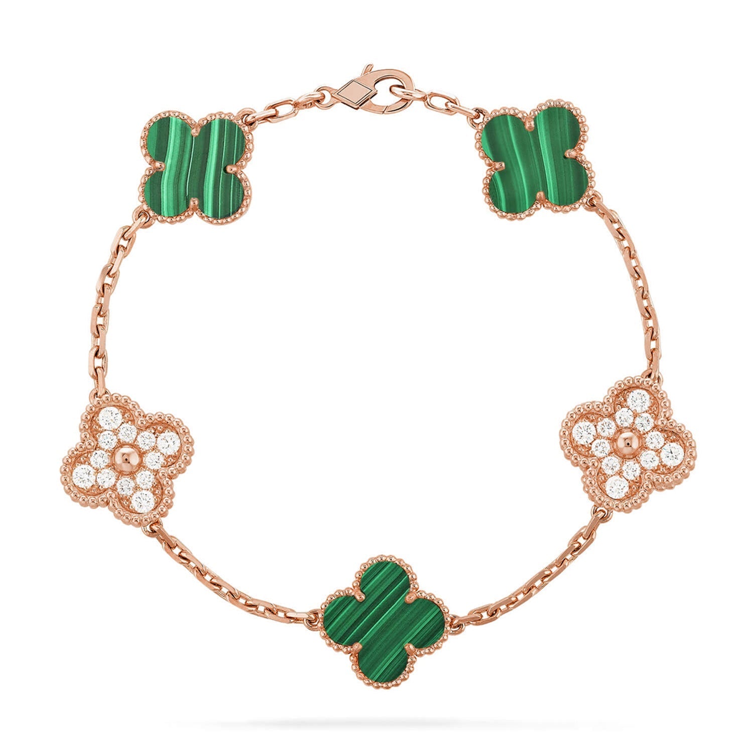 [Aura ]New  CLOVER 5 MOTIF MALACHITE BRACELET COLLECTION