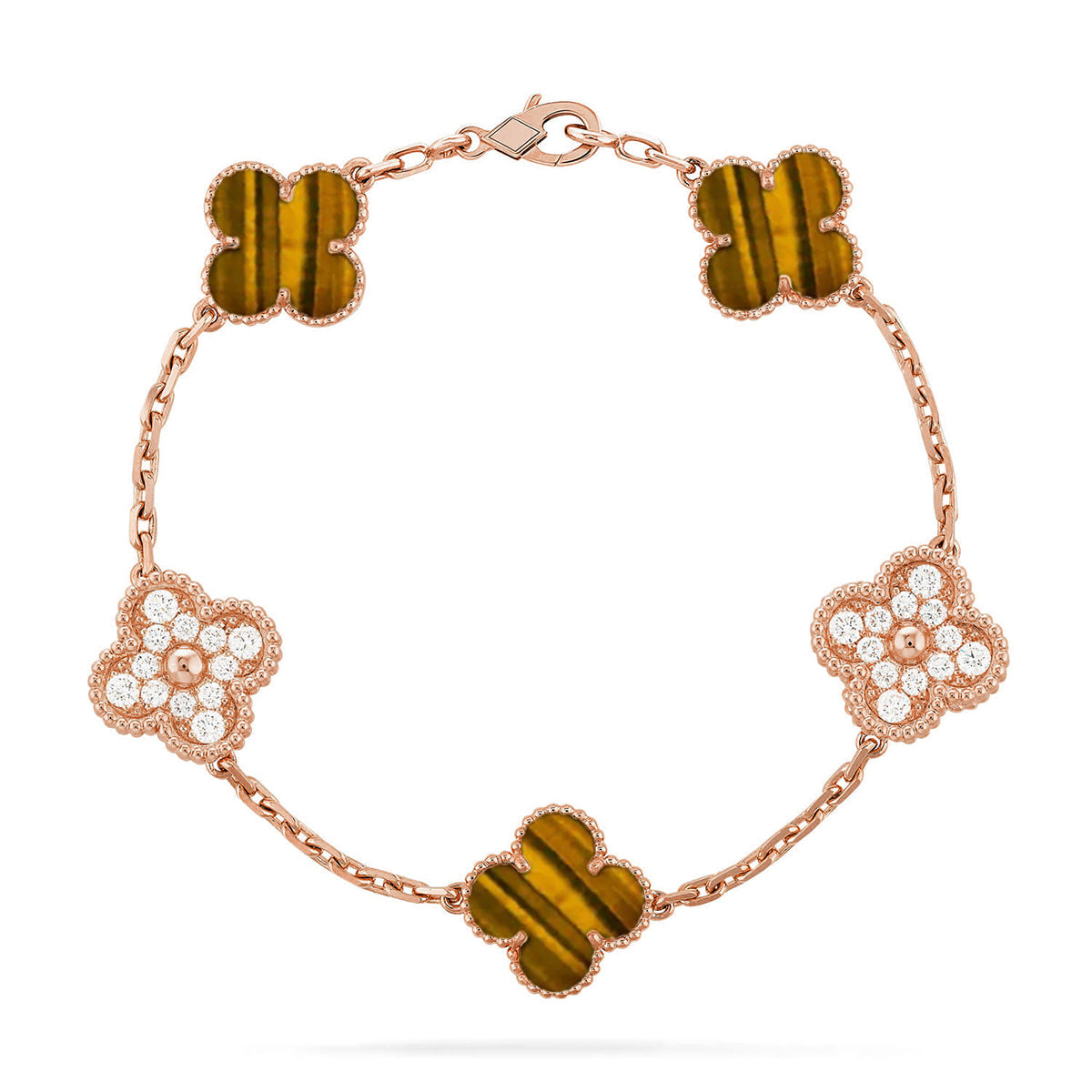 [Aura ]New  CLOVER 5 MOTIFS TIGER EYE BRACELET COLLECTION