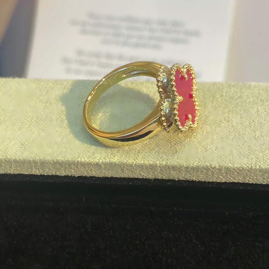 [⭐Aura]NEW CLOVER PINK ENAMEL RINGS