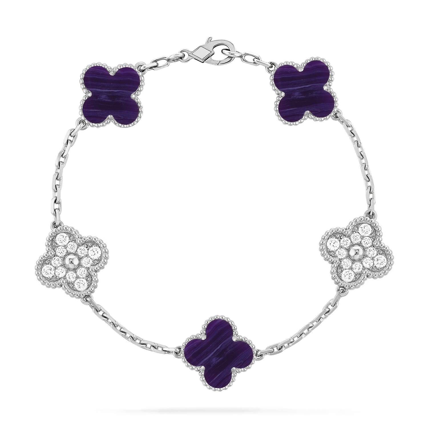 [Aura ]New CLOVER 5 MOTIF PURPLE STRIPES BRACELET COLLECTION