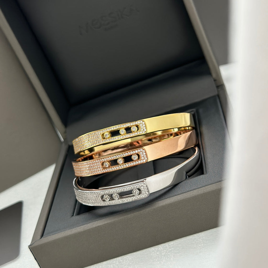 [Aura ]Move Noa Rose Gold Pavé Diamond Bangle Bracelet