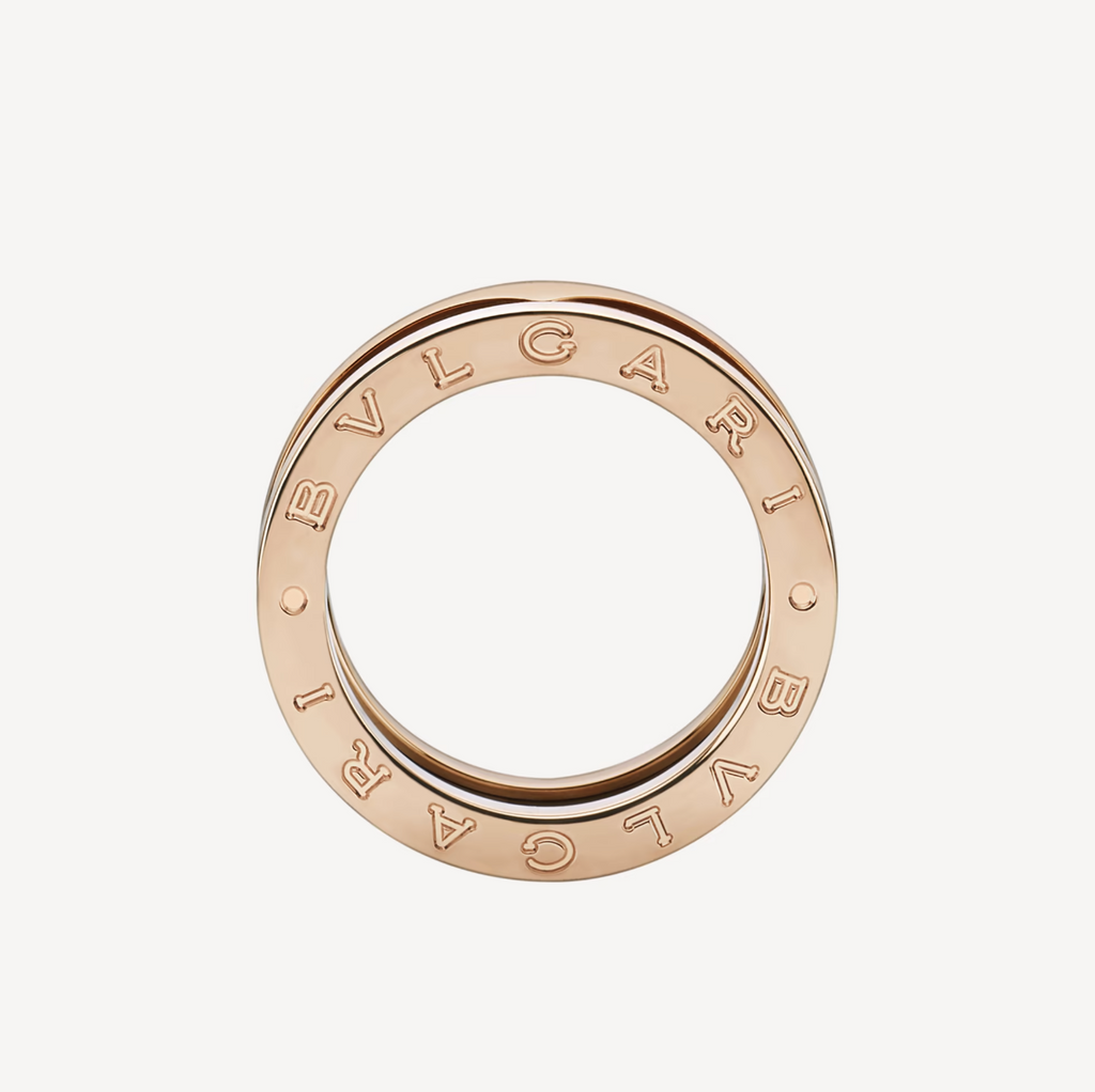 [⭐DORISW]ZERO 1 TWO-BAND LOOPS AND BLACK CERAMIC PINK GOLD RING
