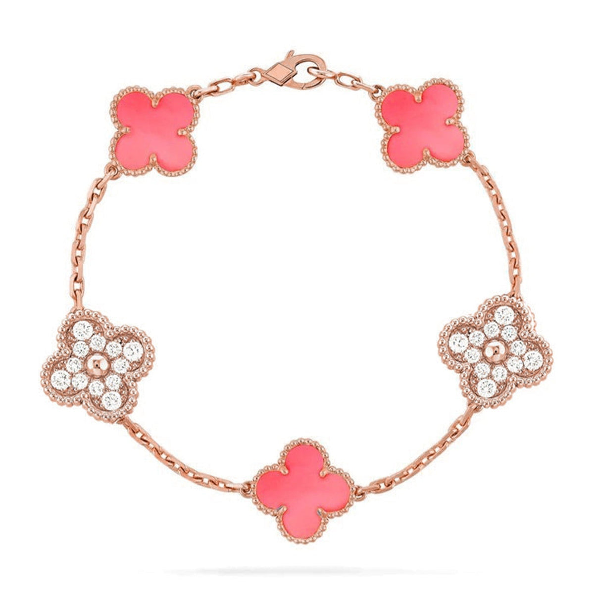 [Aura ]Neue CLOVER 5 MOTIVE ROSÉ-PERLMUTT-ARMBAND-KOLLEKTION