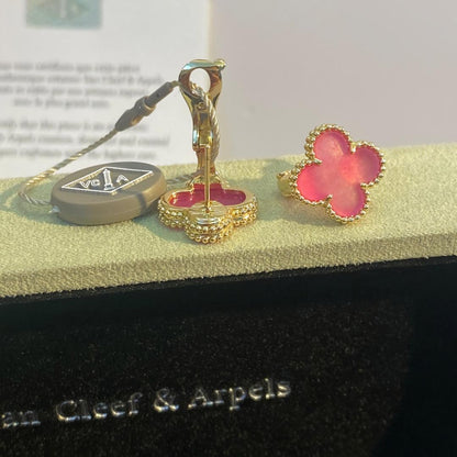 [⭐Aura]NEW CLOVER 15MM PINK ENAMEL STUD EARRINGS
