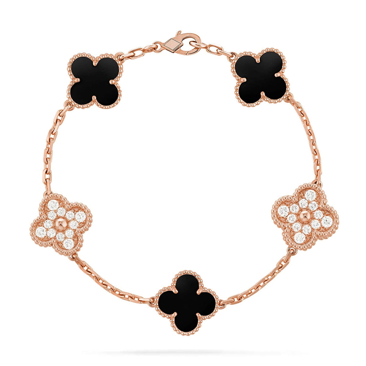 [⭐Aura ]New CLOVER 5 MOTIF ONYXS BRACELET COLLECTION