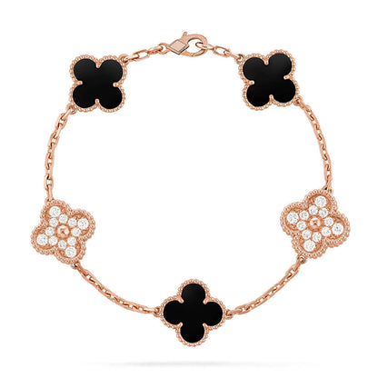 [⭐Aura ]New CLOVER 5 MOTIF ONYXS BRACELET COLLECTION