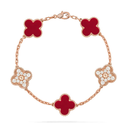 [Aura ]Neue Kollektion CLOVER 5 MOTIF ROTER CORNELIAN-ARMBÄNDER