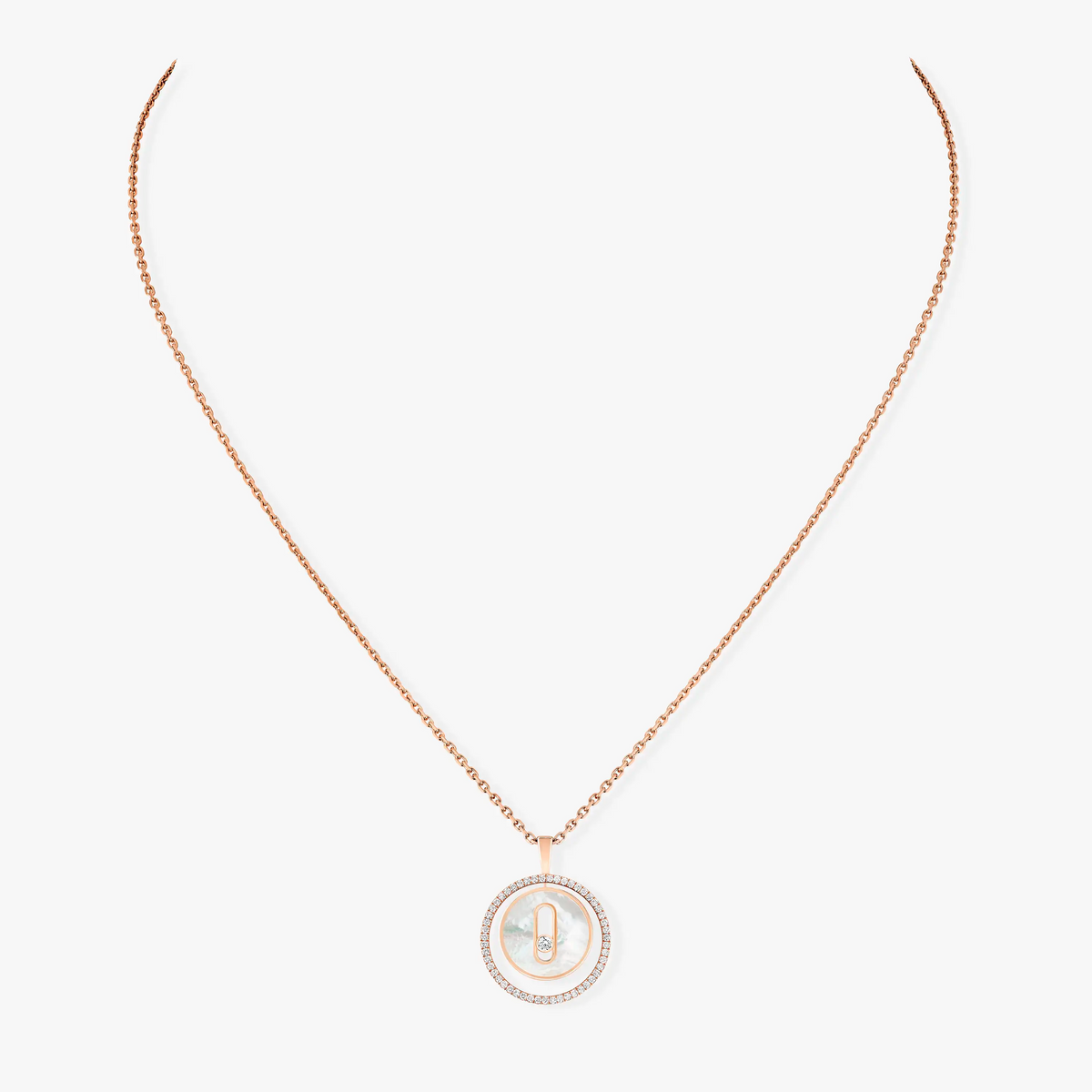 [⭐Aura]Aura  MOVE 1 DIAMOND WHITE MOTHER OF PEARL PINK GOLD DIAMOND NECKLACE