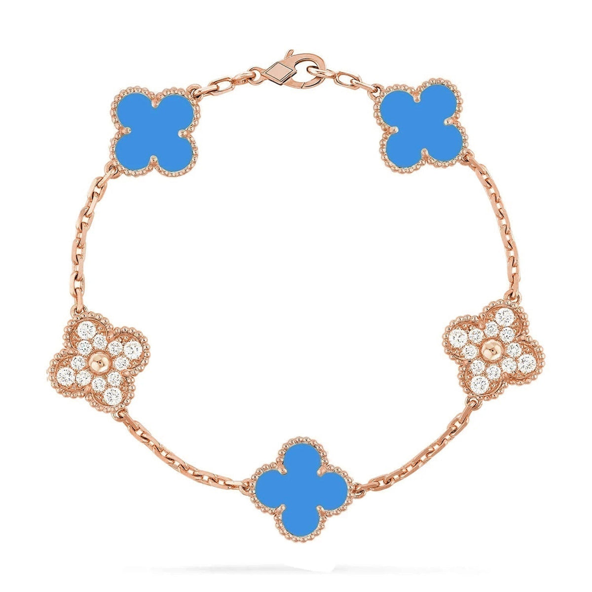 [Aura ]NEUE ARMBAND-KOLLEKTION CLOVER 5 MOTIF BLAUER ACHAT