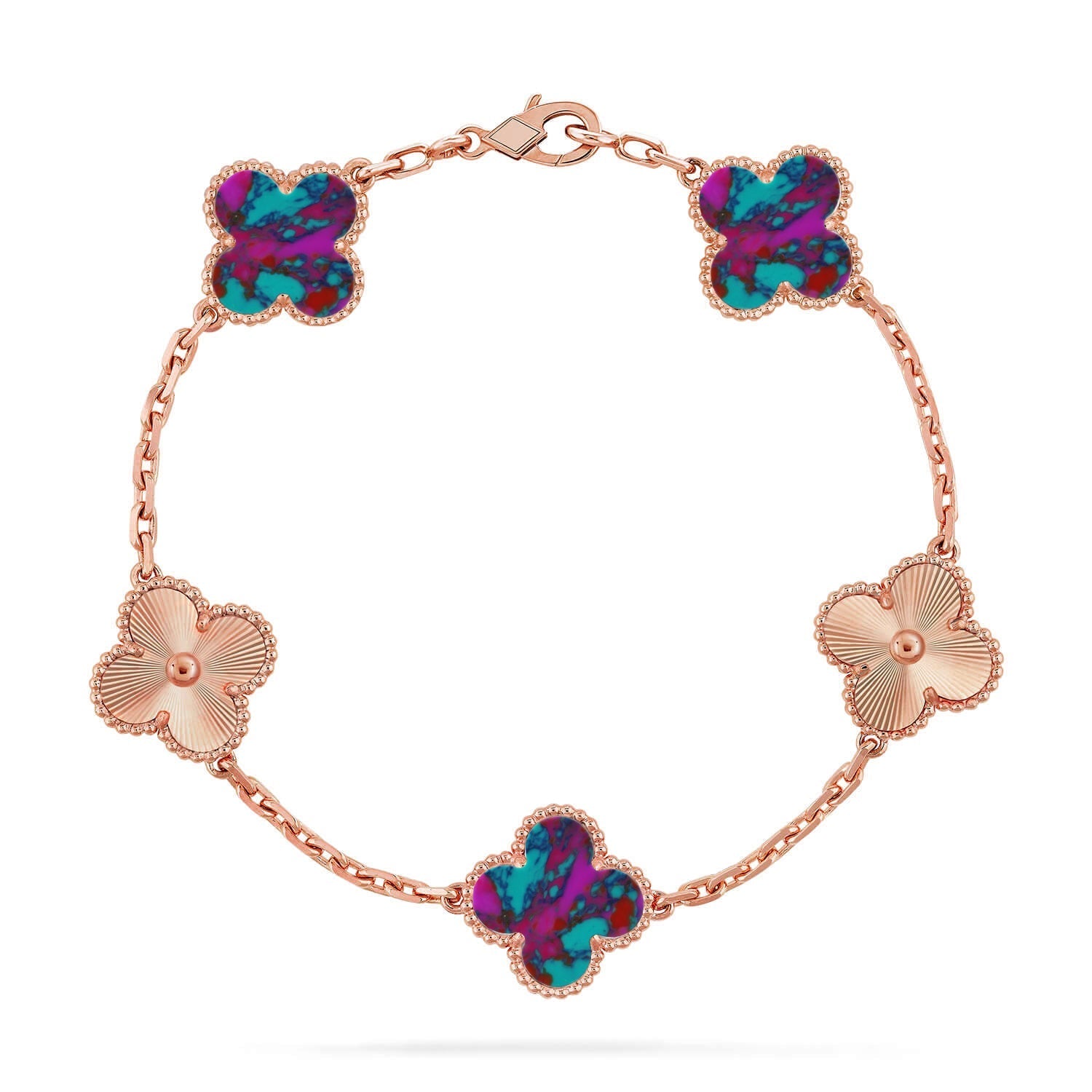 [Aura ]New CLOVER 5 MOTIF COLOR GEMSTONES BRACELET COLLECTION