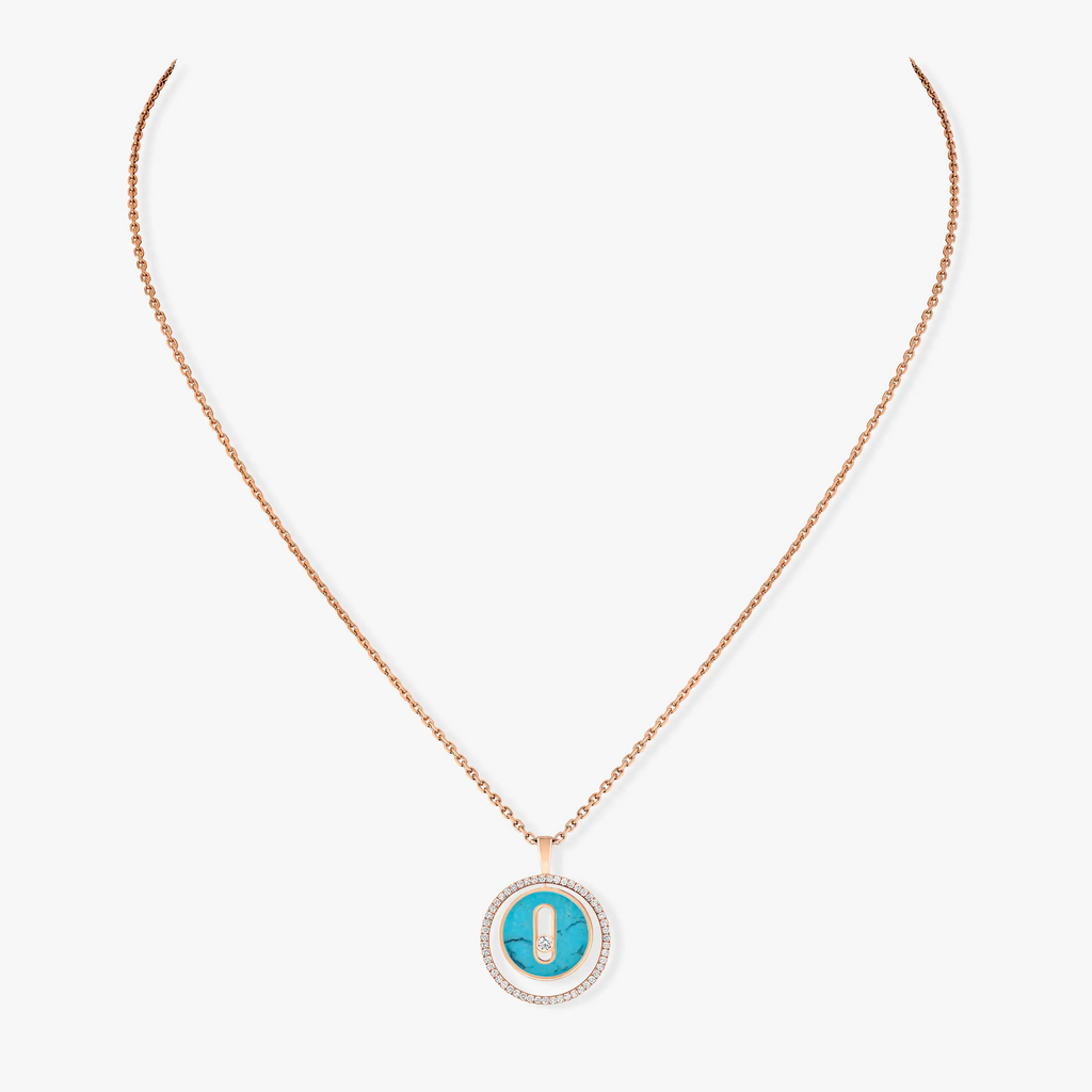 [Aura ]  MOVE 1 DIAMOND TURQUOISE PINK GOLD DIAMOND NECKLACE