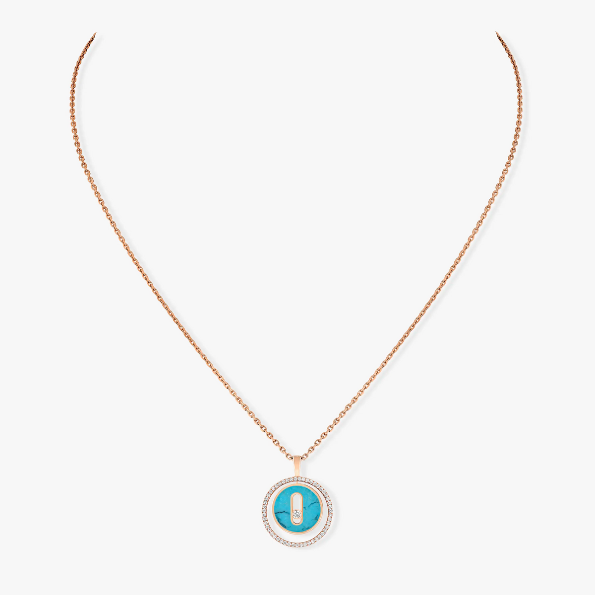 [⭐Aura]Aura  MOVE 1 DIAMOND TURQUOISE PINK GOLD DIAMOND NECKLACE