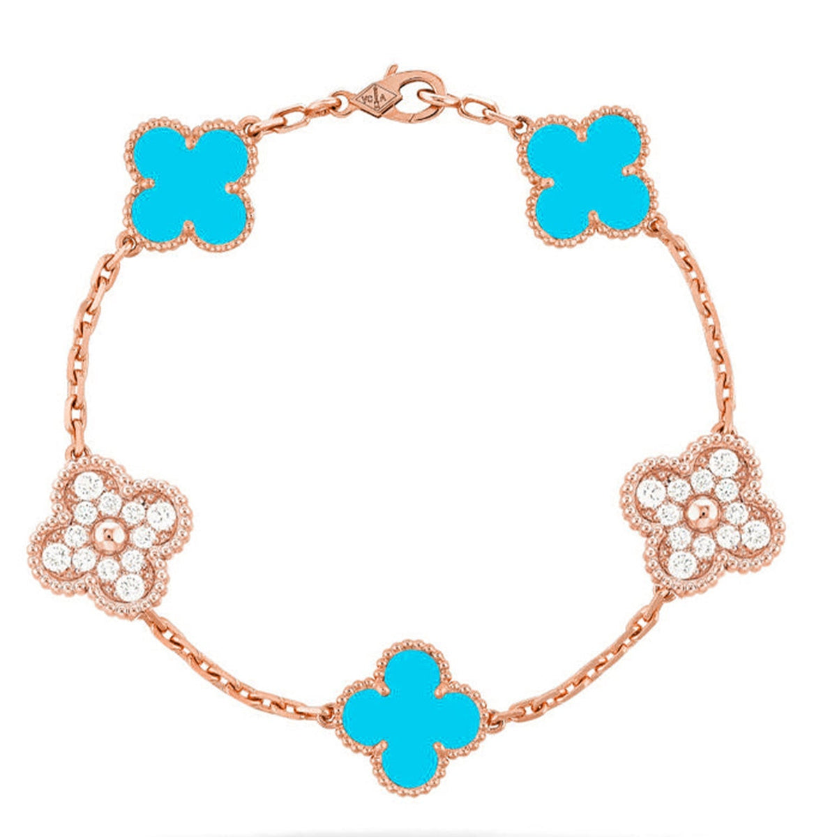 [⭐Aura ]New  CLOVER 5 MOTIF TURQUOISE BRACELET COLLECTION