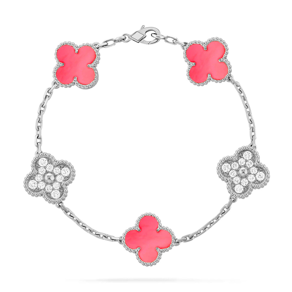 [Aura ]New  CLOVER 5 MOTIFS  PINK MOP BRACELET COLLECTION
