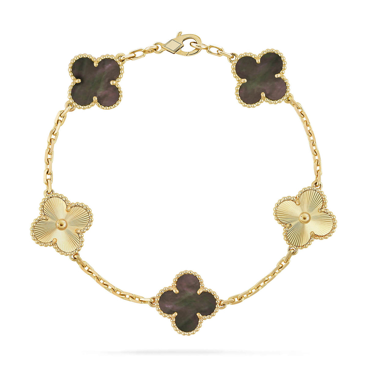 [Aura ]Neue CLOVER 5 MOTIF GRAU MOP ARMBAND KOLLEKTION