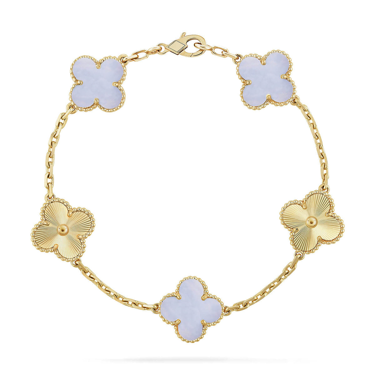 [Aura ]New  CLOVER 5 MOTIF PURPLE CHALCEDONY BRACELET COLLECTION