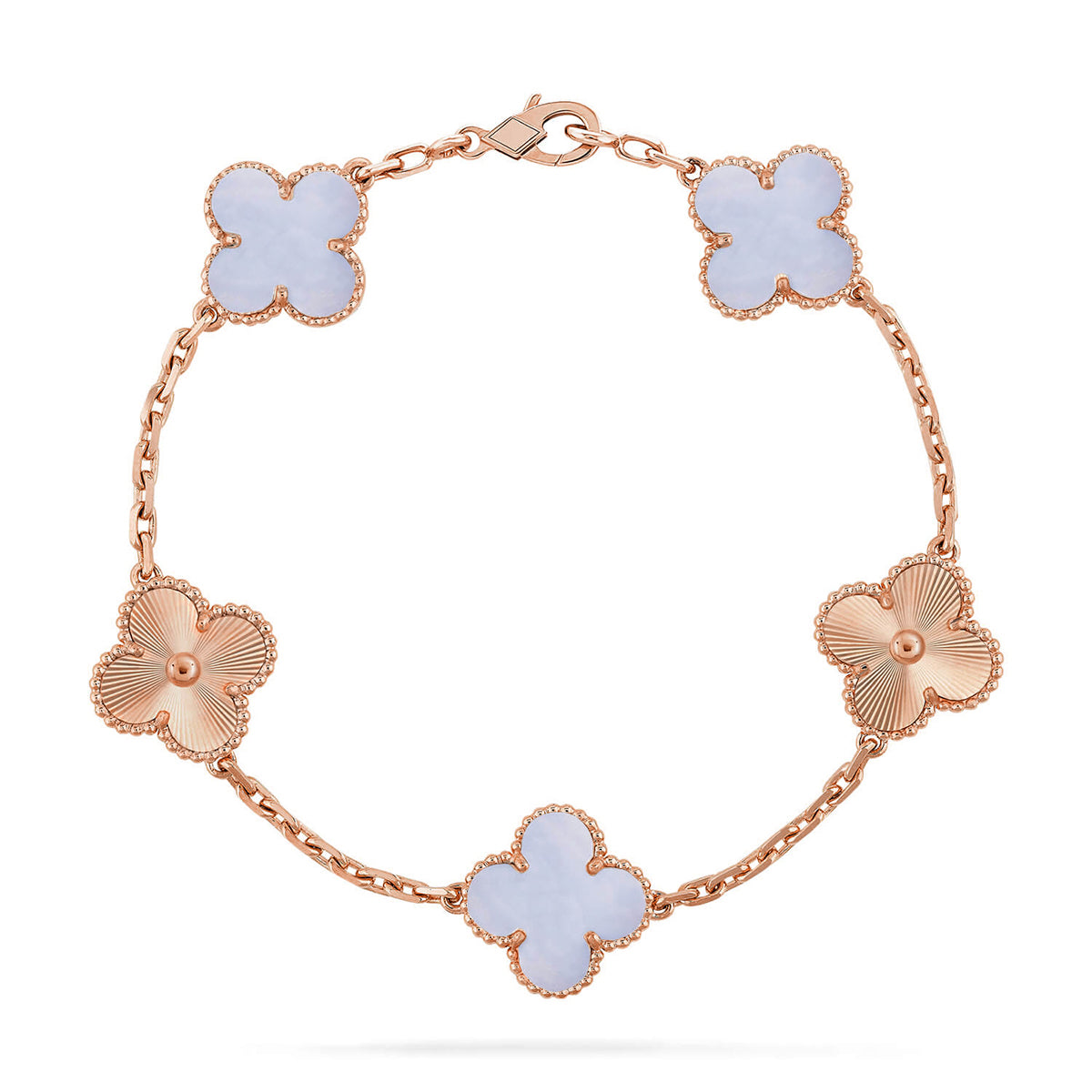[Aura ]New  CLOVER 5 MOTIF PURPLE CHALCEDONY BRACELET COLLECTION