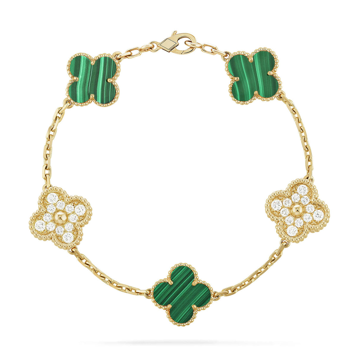[Aura ]New  CLOVER 5 MOTIF MALACHITE BRACELET COLLECTION