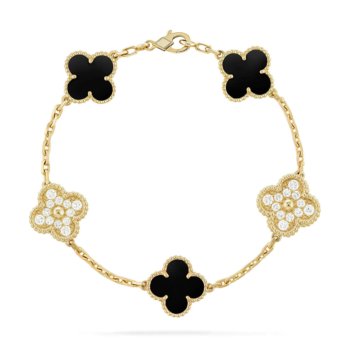 [⭐Aura ]New CLOVER 5 MOTIF ONYXS BRACELET COLLECTION