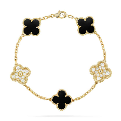 [⭐Aura ]New CLOVER 5 MOTIF ONYXS BRACELET COLLECTION