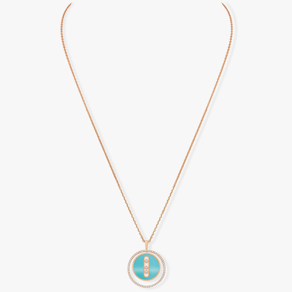 [Aura ]  MOVE 3 DIAMONDS TURQUOISE PINK GOLD DIAMOND NECKLACE