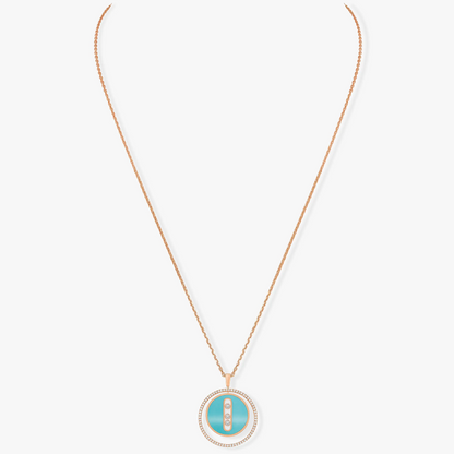 [⭐Aura]Aura  MOVE 3 DIAMONDS TURQUOISE PINK GOLD DIAMOND NECKLACE