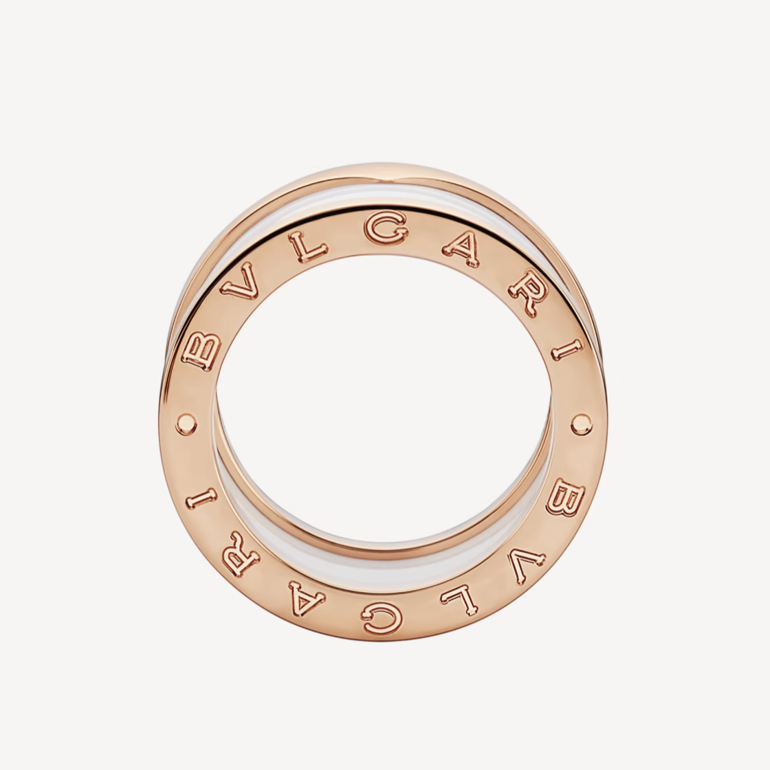[⭐DORISW]ZERO 1 FOUR-BAND LOOPS AND WHITE CERAMIC SPIRAL PINK GOLD RING