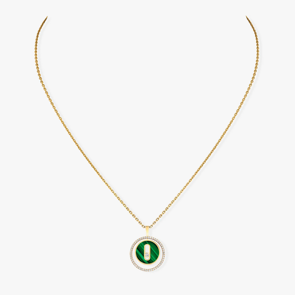 [Aura ]  BEWEGUNG 1 DIAMANT MALACHIT GOLD DIAMANTEN HALSKETTE