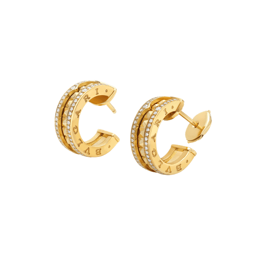 [⭐Veya]ZERO 1 ROCK GOLD-OHRRINGE MIT BESETZTER SPIRALE UND DIAMANT-PAVÉ