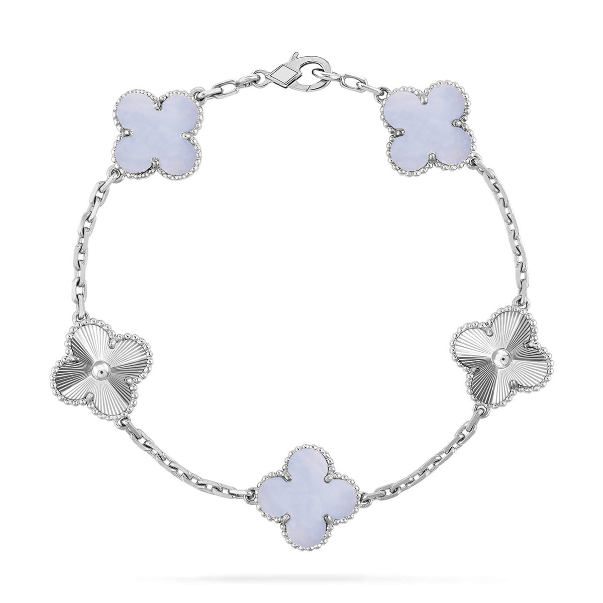 [⭐Aura ]New  CLOVER 5 MOTIF PURPLE CHALCEDONY BRACELET COLLECTION