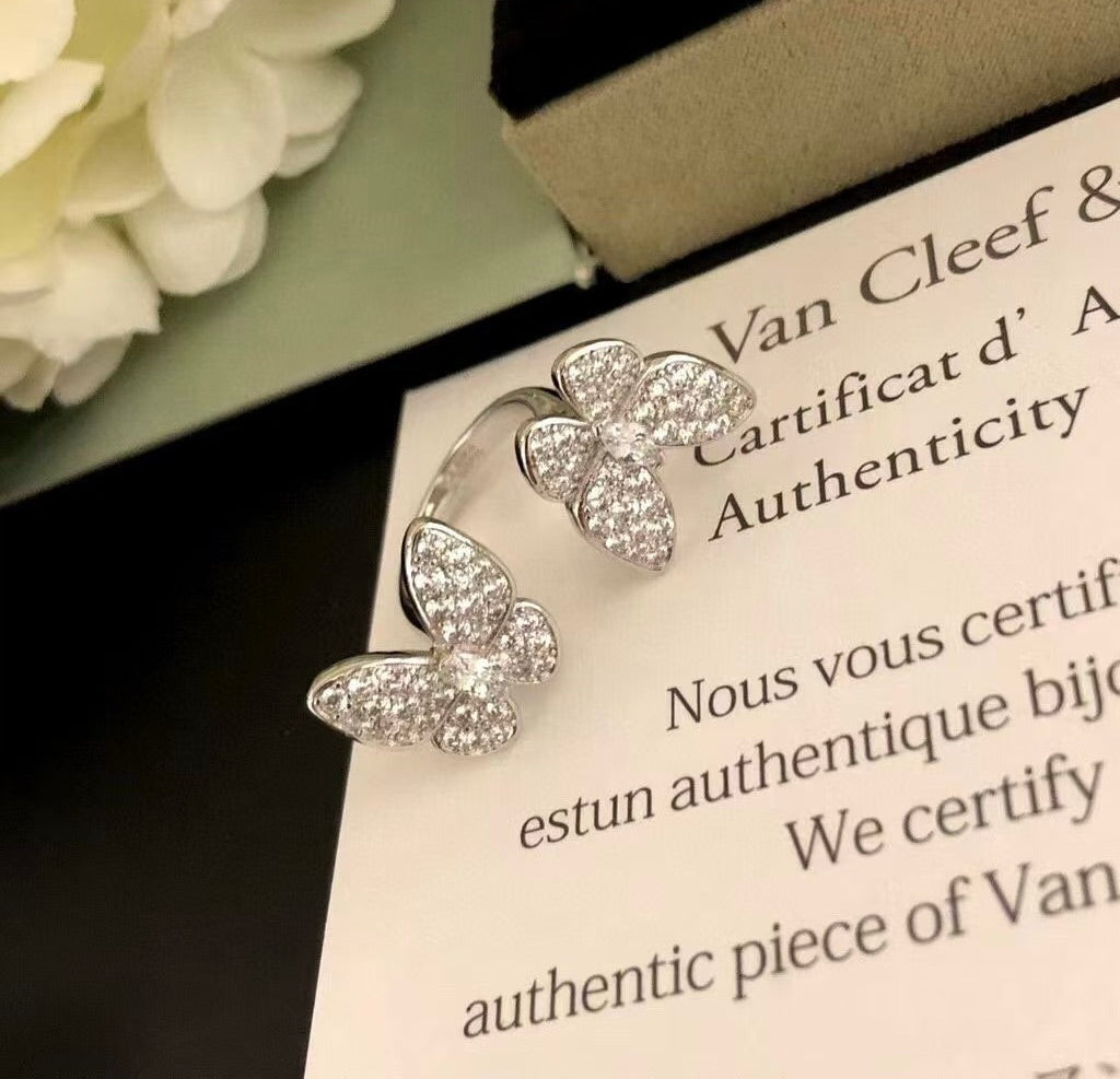 Aura TWIN SILVER BUTTERFLY DIAMOND RING