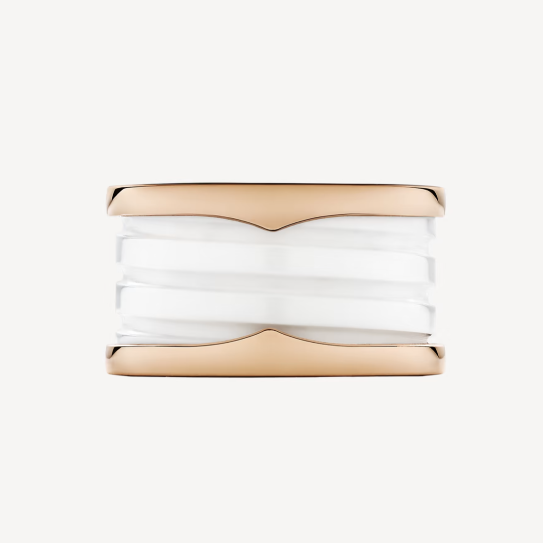 [⭐DORISW]ZERO 1 FOUR-BAND LOOPS AND WHITE CERAMIC SPIRAL PINK GOLD RING