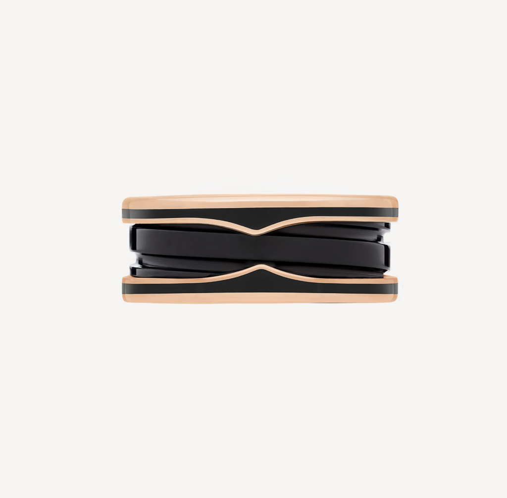 [⭐DORISW]ZERO 1 TWO-BAND WITH MATTE BLACK CERAMIC PINK GOLD RING