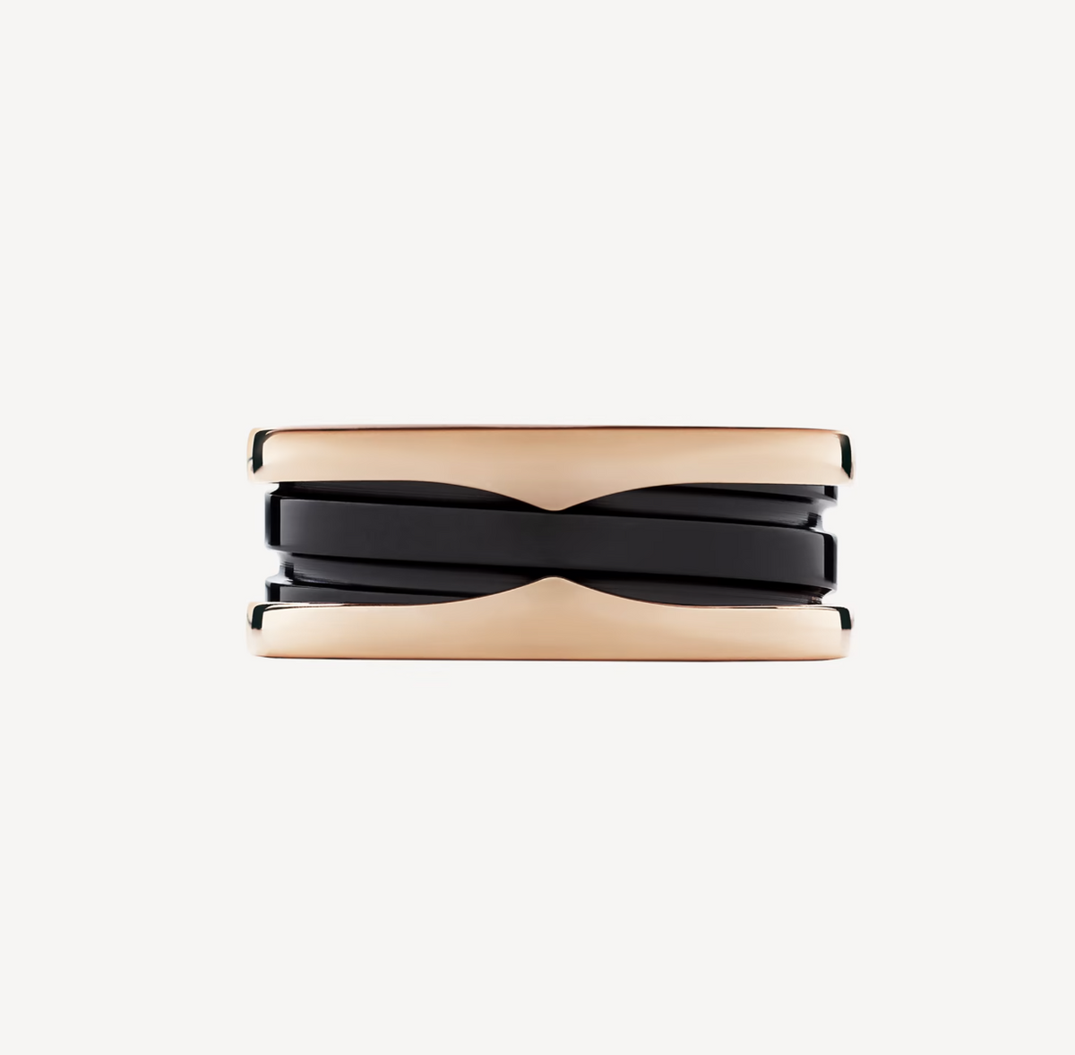 [⭐DORISW]ZERO 1 TWO-BAND LOOPS AND BLACK CERAMIC PINK GOLD RING